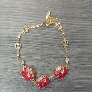 18K Gold Filled Bracelet Red Elephant Charm